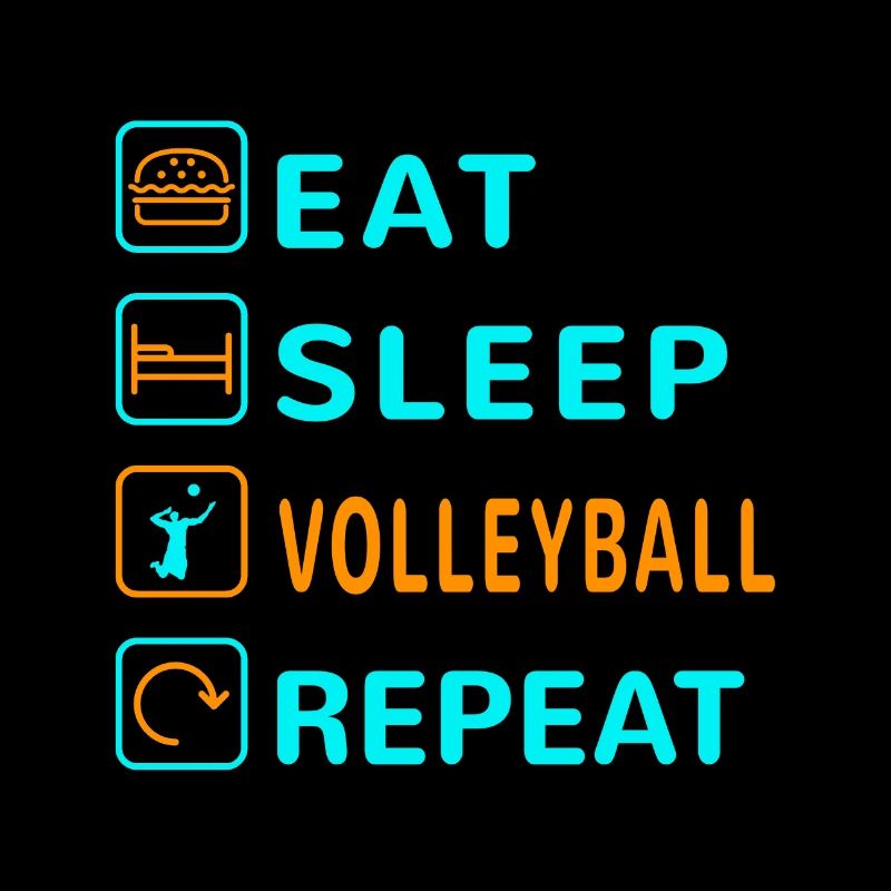 Mangez. Dormir. Volley-ball. Répéter le design