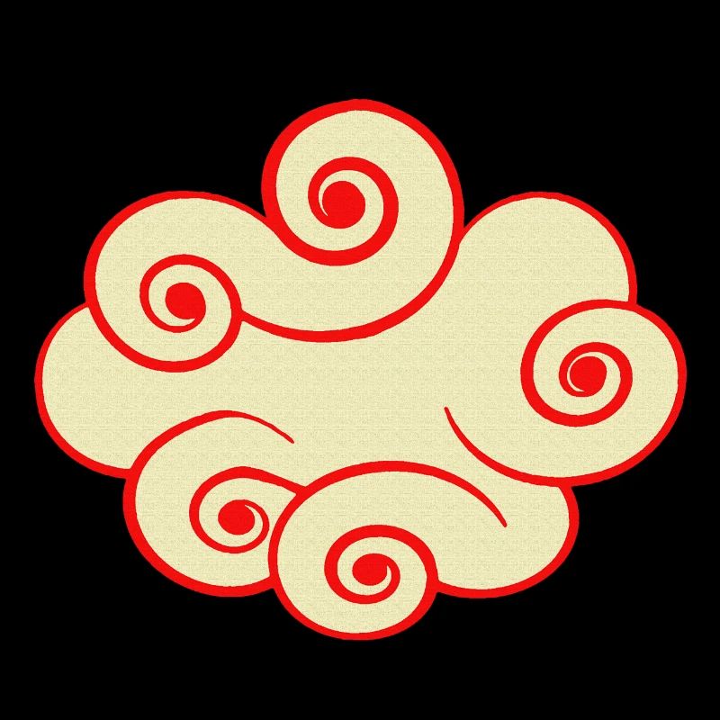 japanische prints, verschnörkeltes Wolkenmuster