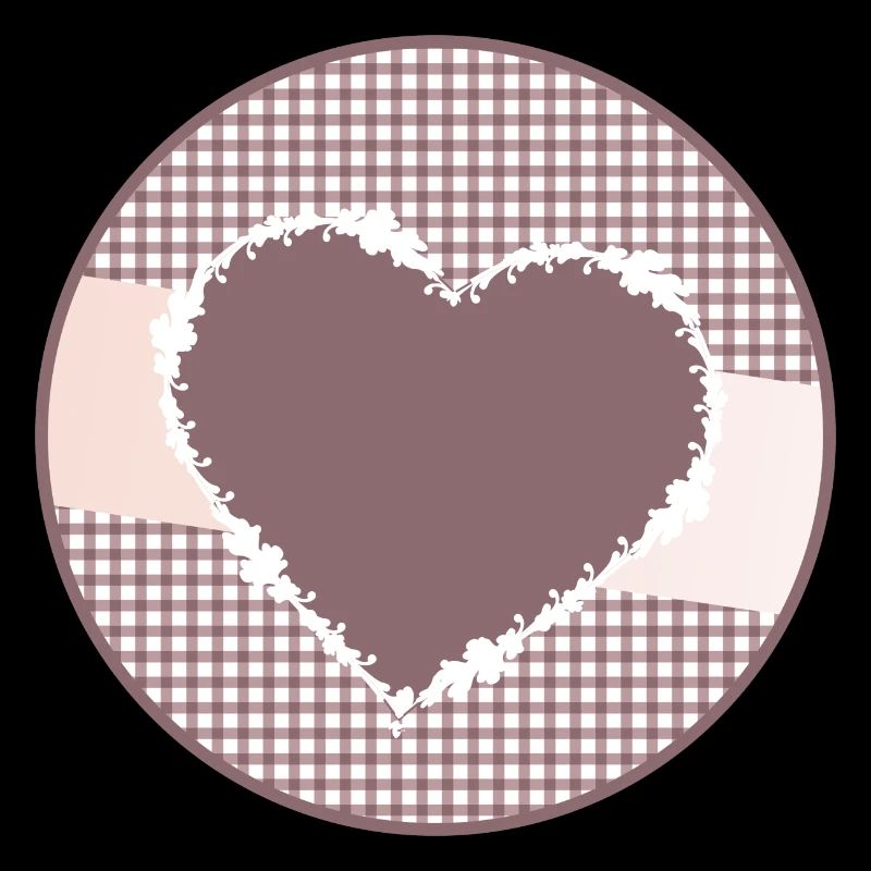 nostalgic label in dusky pink with a big heart