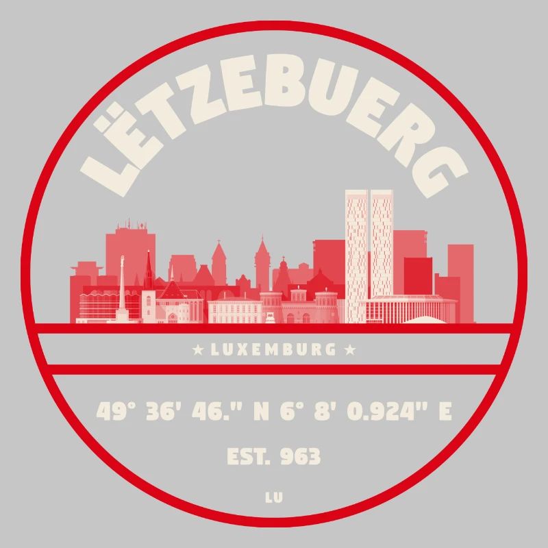 Luxembourg skyline emblem with coordinates