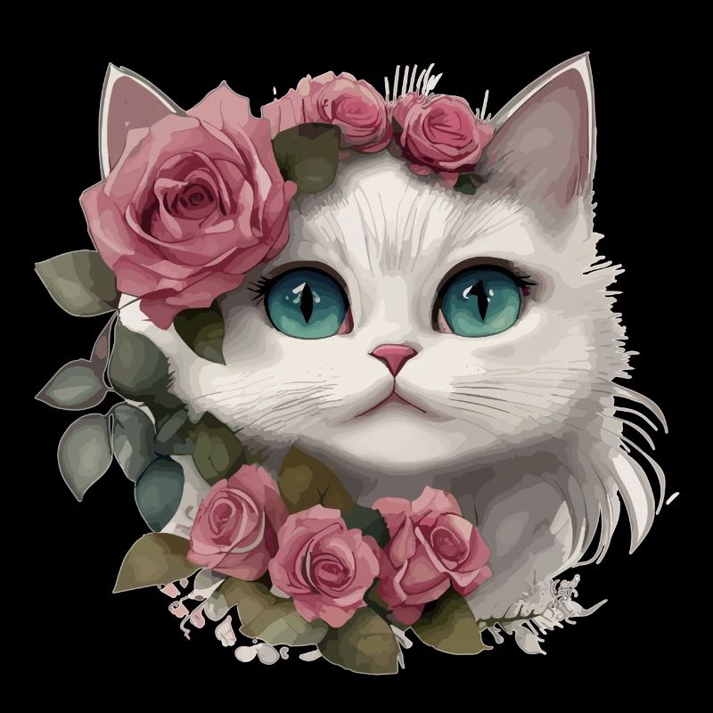 Chat blanc mignon avec de grands yeux