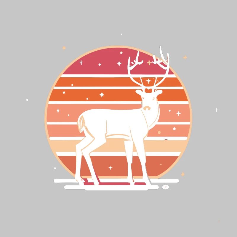 Retro Sunset Deer