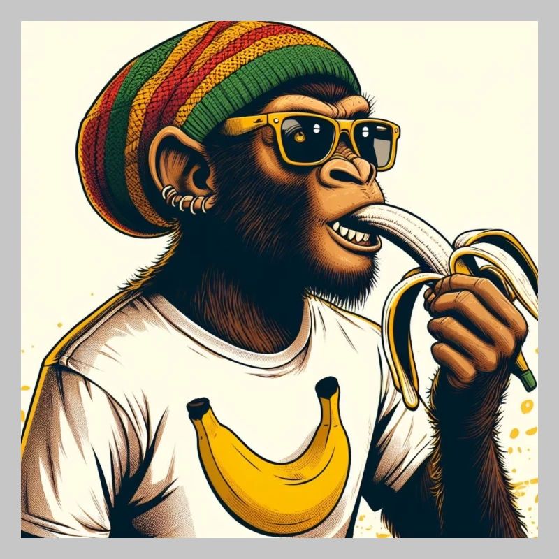 Cool monkey eats banana