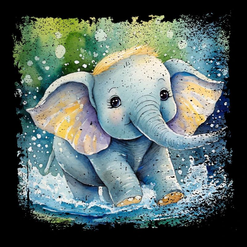 Mignon bébé éléphant jouant dans l’eau