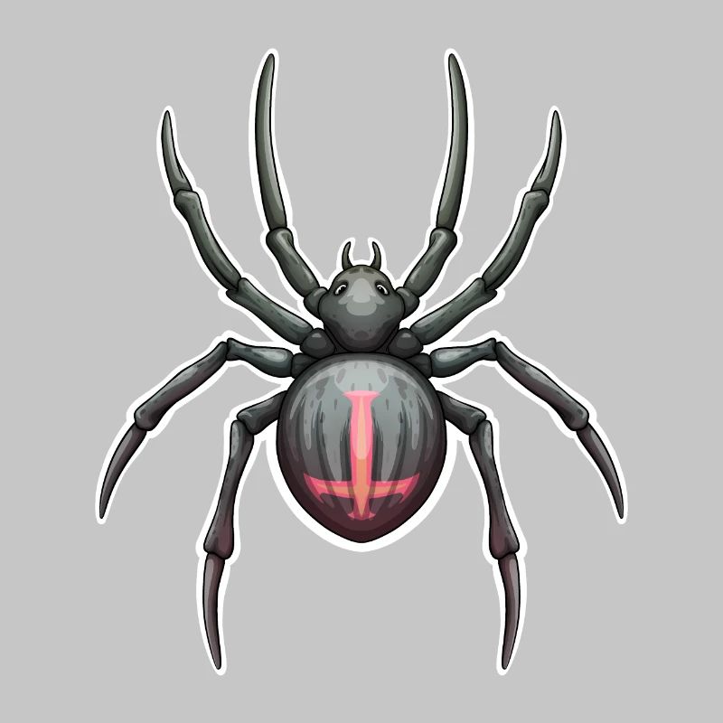 Dunkle Spinne mit rosa Markierungen