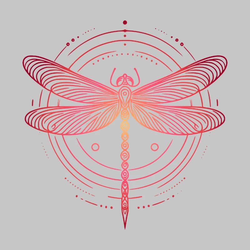 libellule motifs spirale, dégradé rose