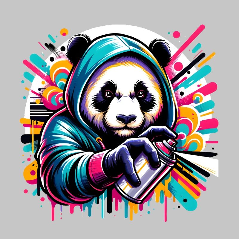 witziger Panda Bär mit Graffiti und Spraydose