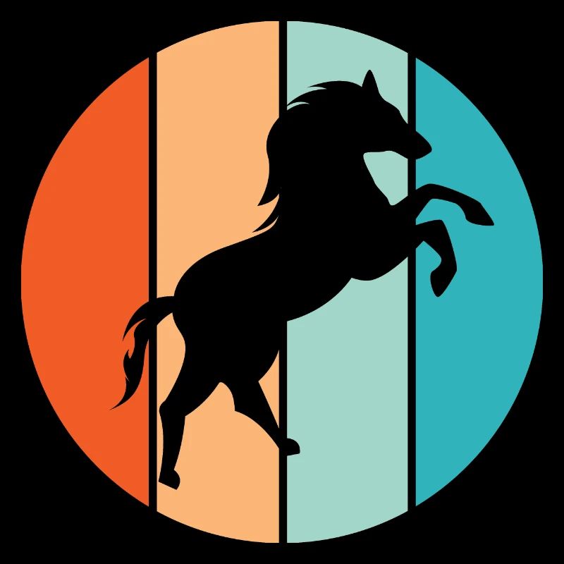 Cheval rétro couleurs galop animaux nature illustration