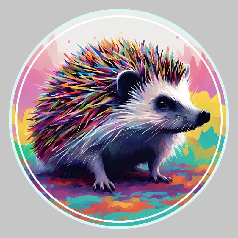 Art numérique coloré - Hérisson