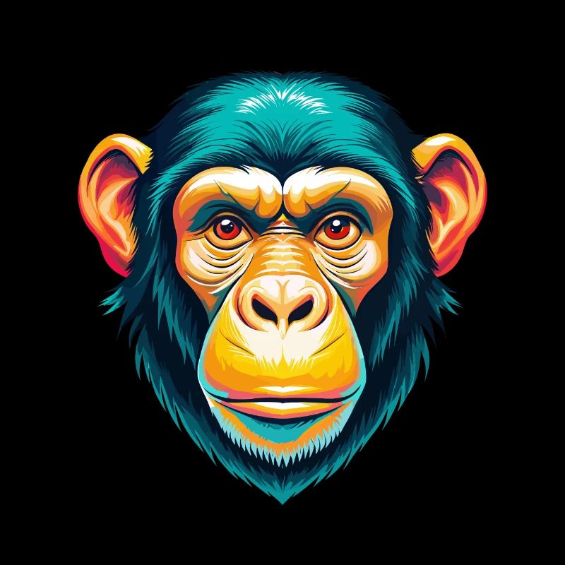 Chimpanzé mignon kawaii dessin animé Clipart visage d’animal