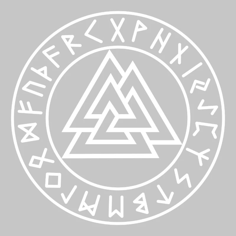 Valknut white rune circle