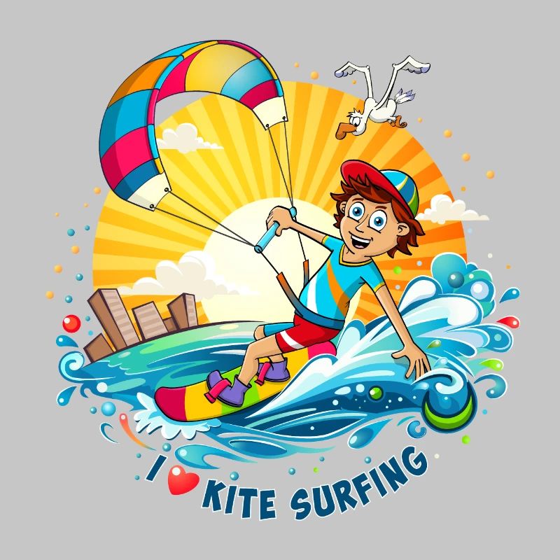 Illustration colorée d’un kitesurfeur