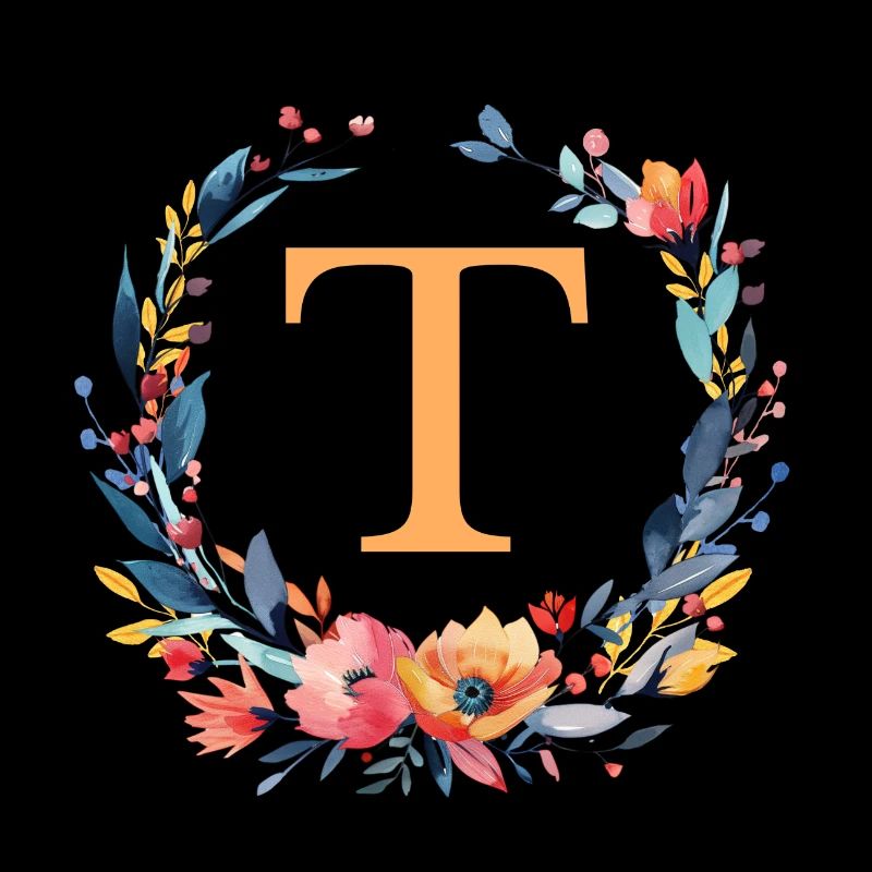T Monogram, Couronne de fleurs, Personnalisable