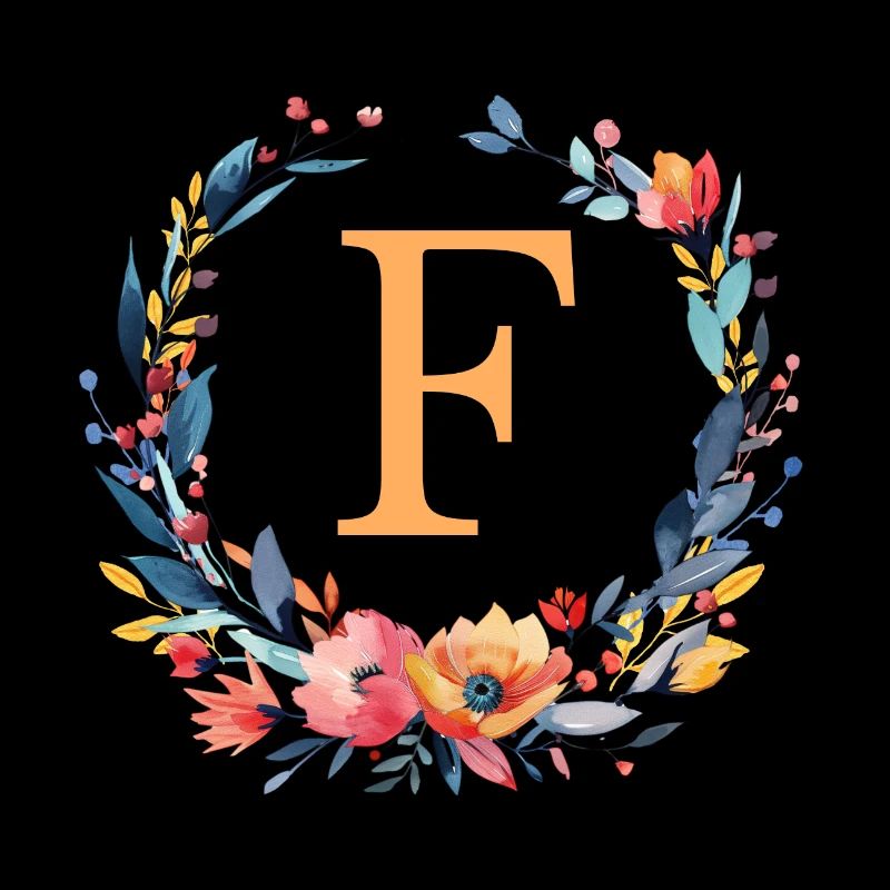 F Monogram, Couronne de fleurs, Personnalisable