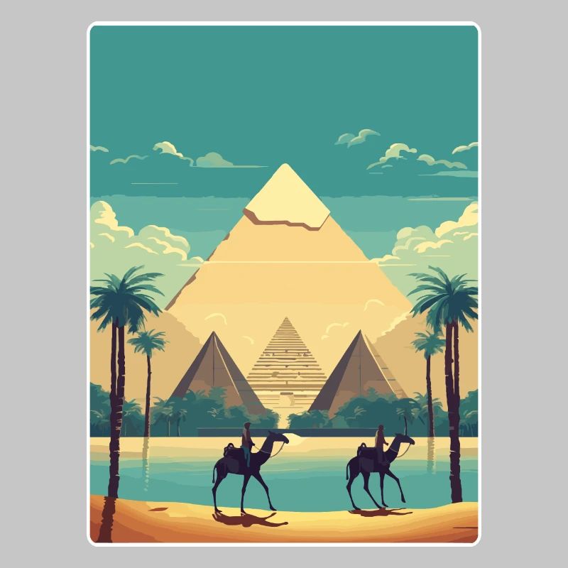Le Caire, Égypte, Grandes Pyramides De Gizeh, Affiche De Voyage
