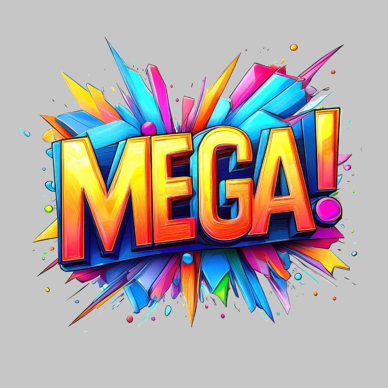 mega 3d text colorful