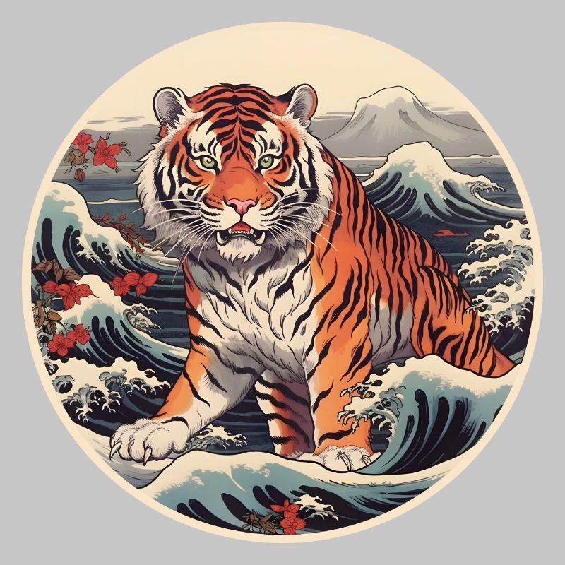 Tiger wave Ukiyo-e Hokusai