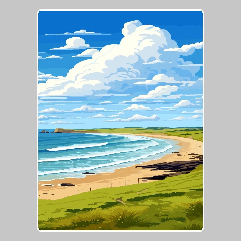 Constantine Bay, Cornouailles, Angleterre, Affiche de voyage, WPA