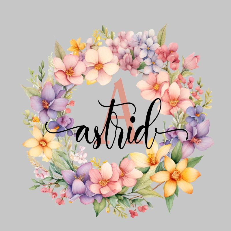 A| Monogramme | Nom | Astrid | Aquarelle | Coloré