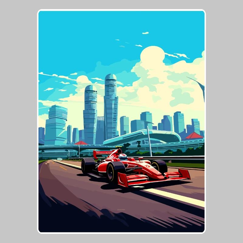 Affiche de voyage de course de sport automobile sur le circuit de Singapour