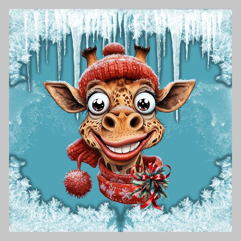 Winter magic with a cute giraffe