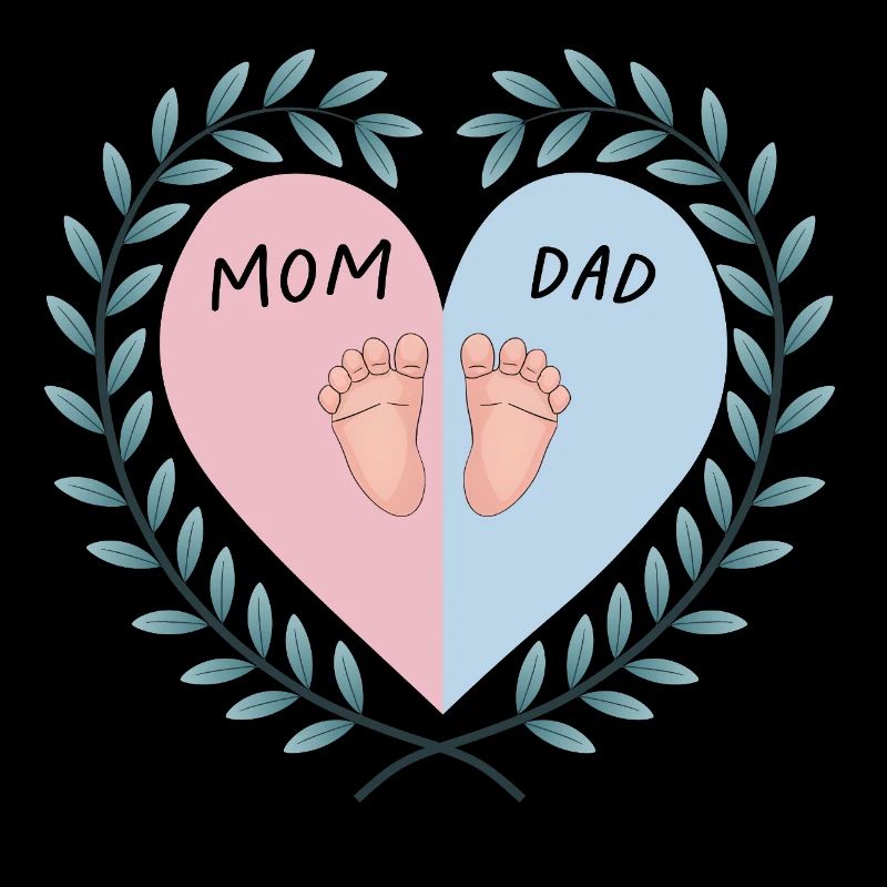 Coeur de maman et papa avec de jolis pieds de bébé