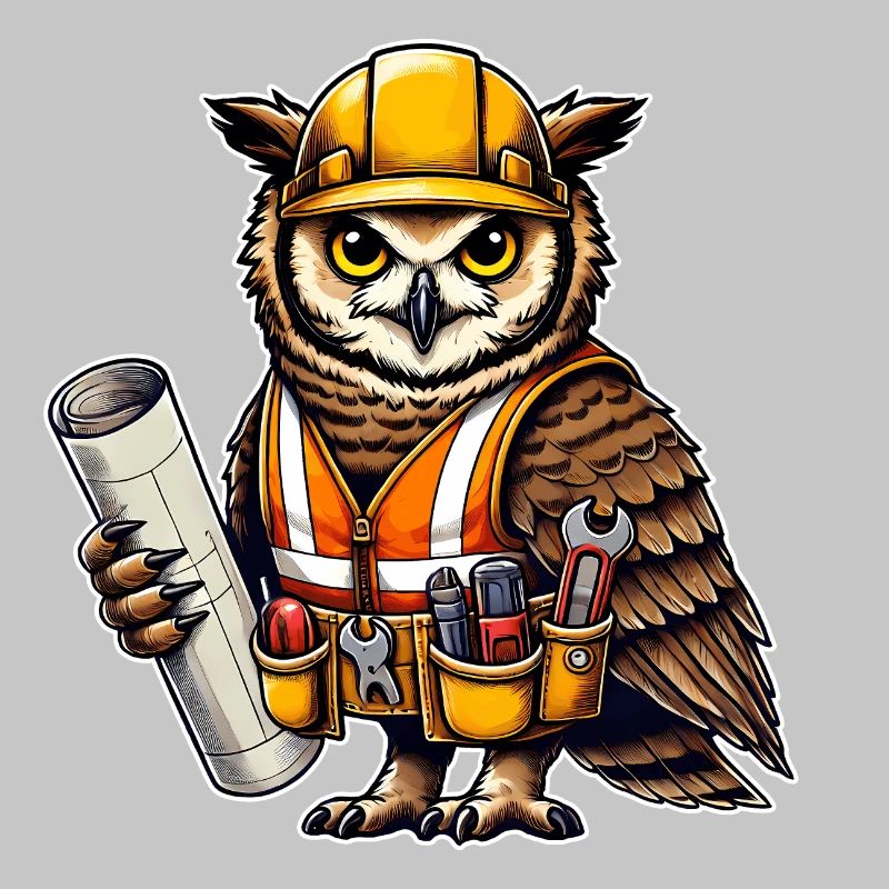 Bauarbeiter-Eule – Clever & Handwerklich!