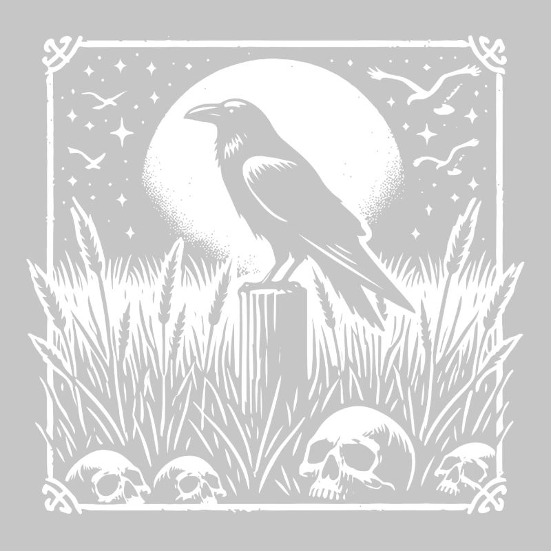 Raven Full Moon Skull