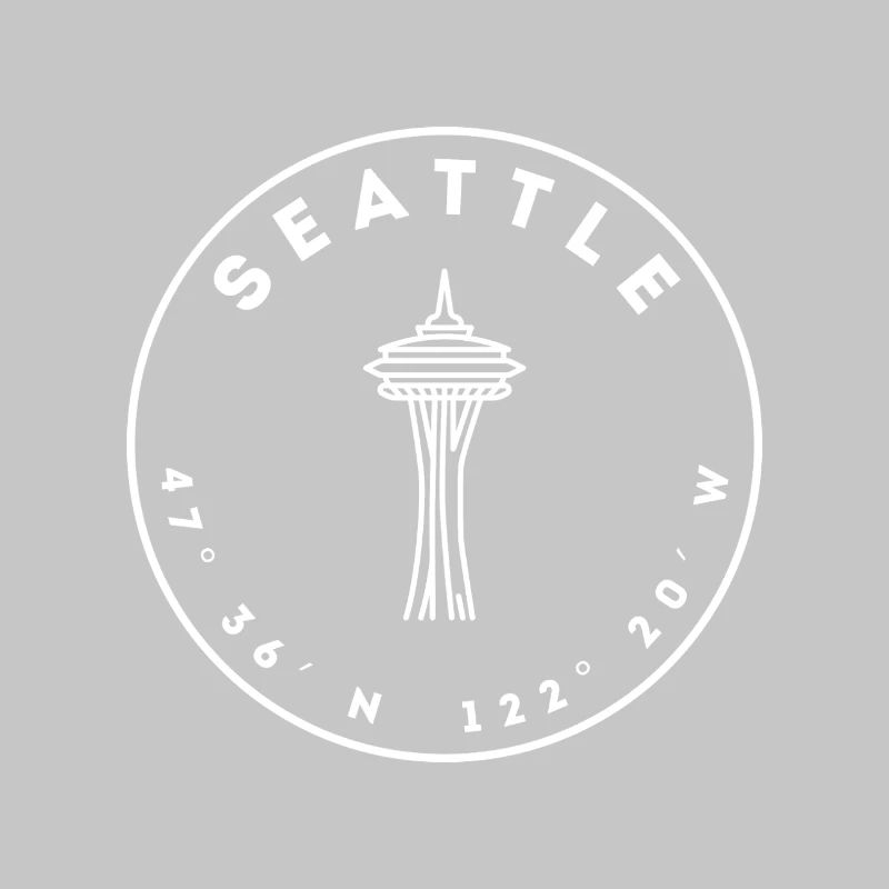 Seattle mit Space Needle und Koordinaten