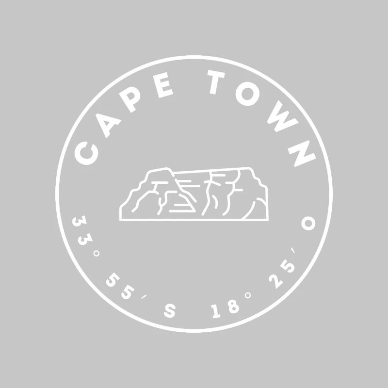 Cape Town with Table Mountain and coordinates