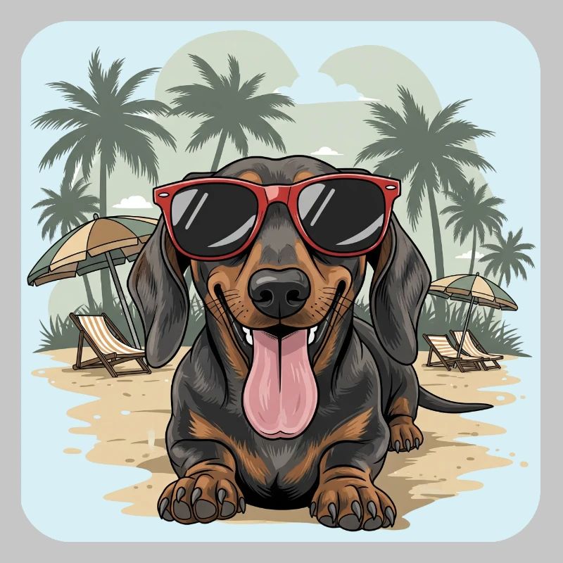 Teckel de plage Teckel Teckel avec lunettes cool