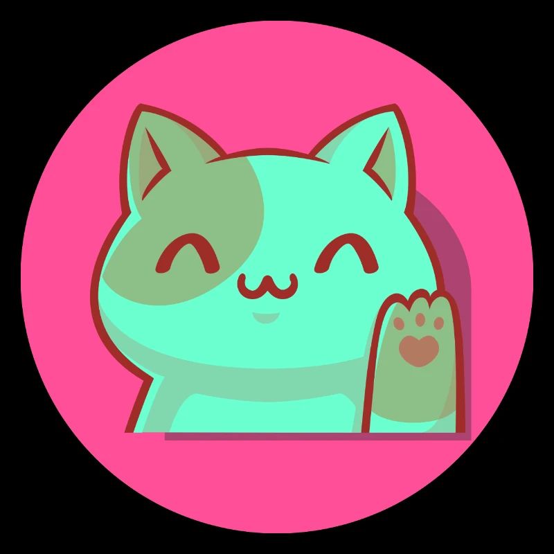Chibi Kawaii Katze, Glücksbringer, Popart pink