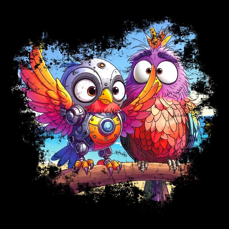 Oiseaux robot plage, lumière, joie, couleurs
