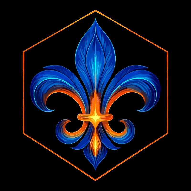 Fleur-de-Lys Flame Blue and Gold Glow