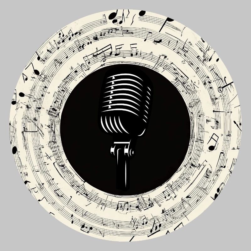 Microphone Musical Notes Art