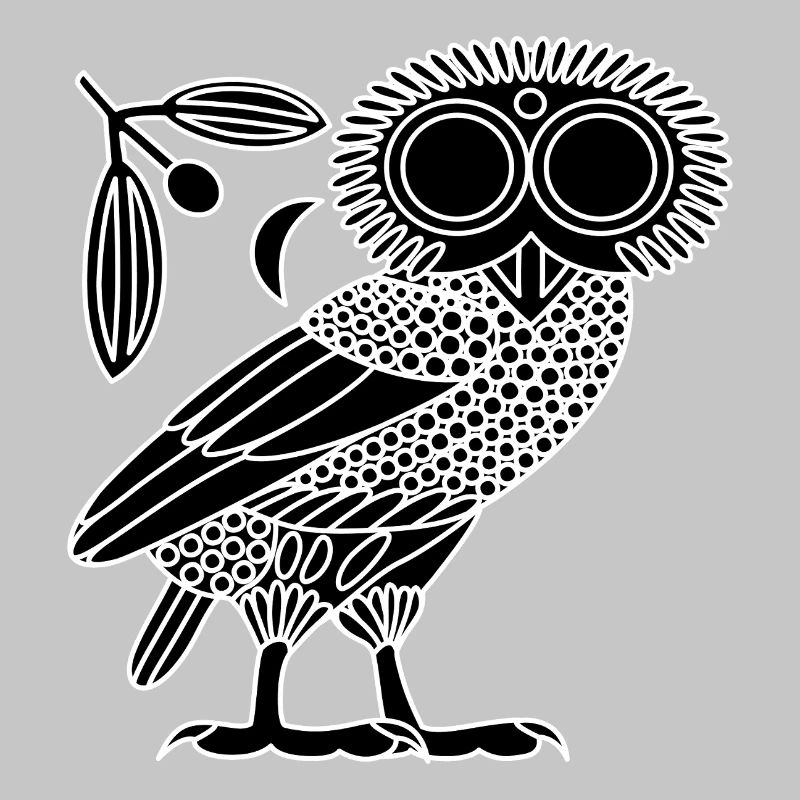 Gufo di Atena [Nero + Corona e mezzaluna]