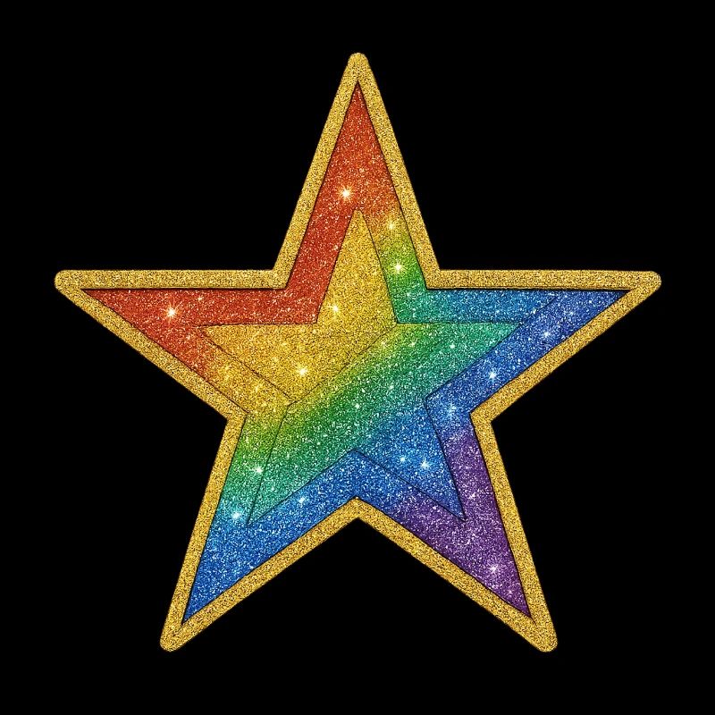 Rainbow Glitter Star Patch Design