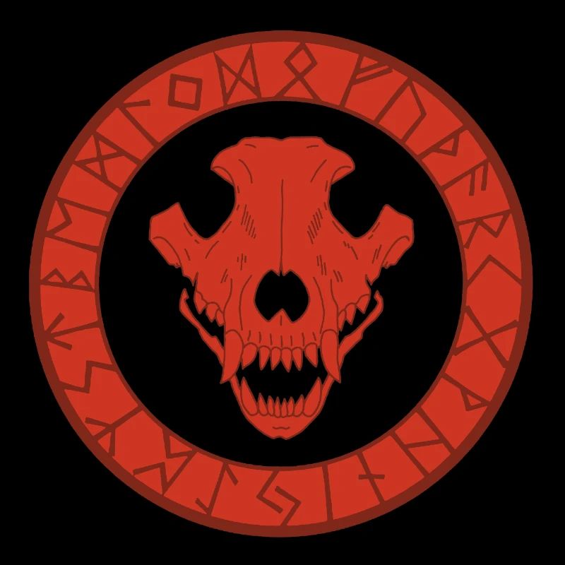 Roter Wikinger Wolf Schädel