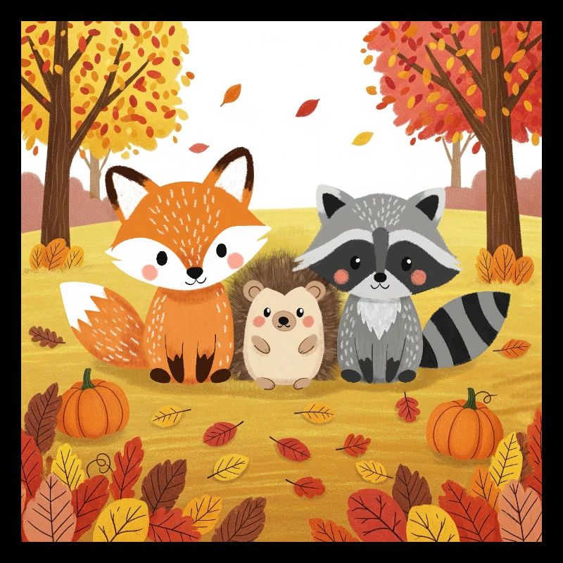 Herbstliche Waldtiere Illustration