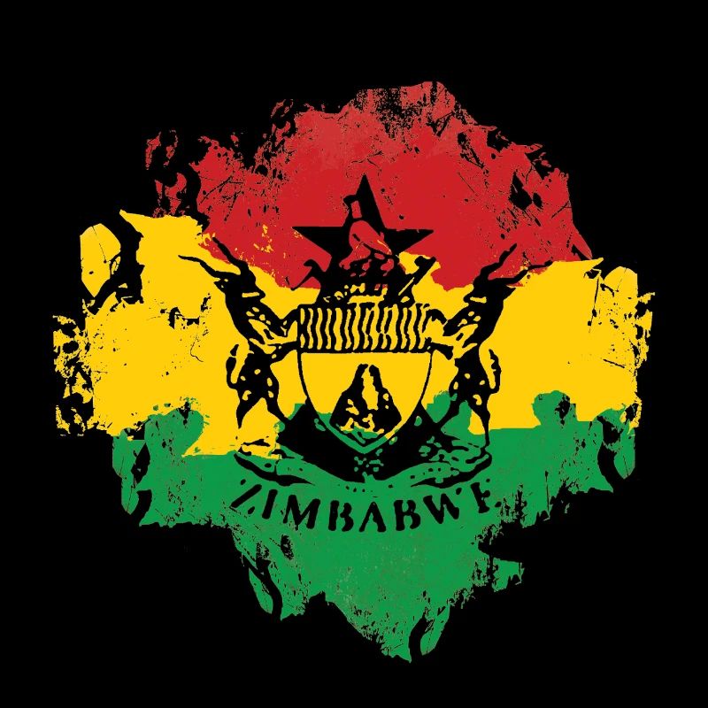 Zimbabwe Emblem Reggae Flag