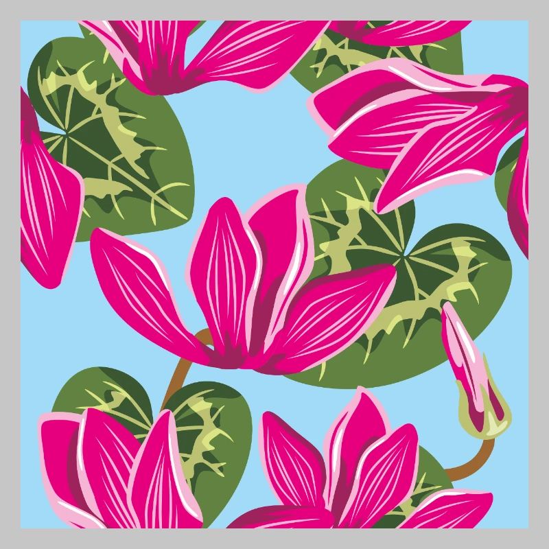 Helles Muster mit Alpenveilchenblüten