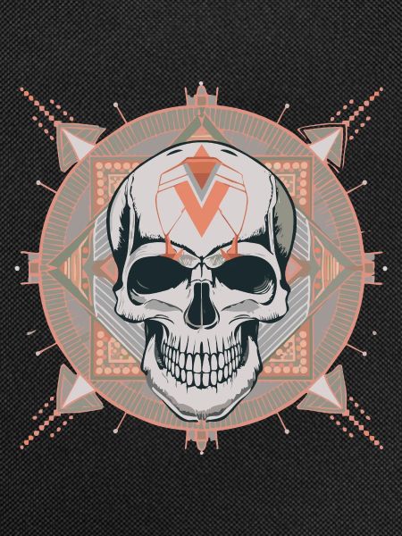 Cyber Geometric Skull Mandala