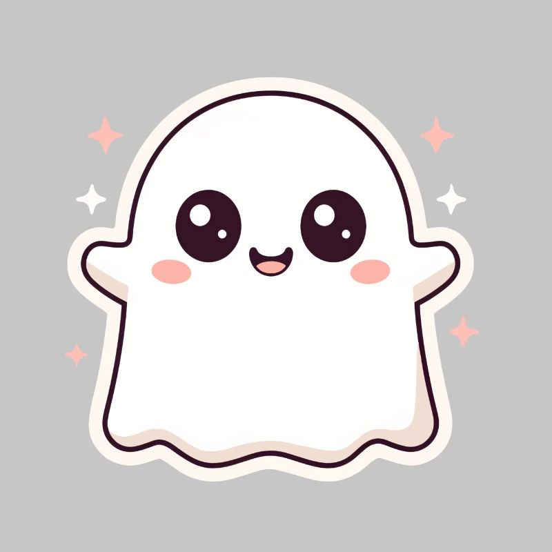 Kawaii Ghost with Glitter – Halloween Cute