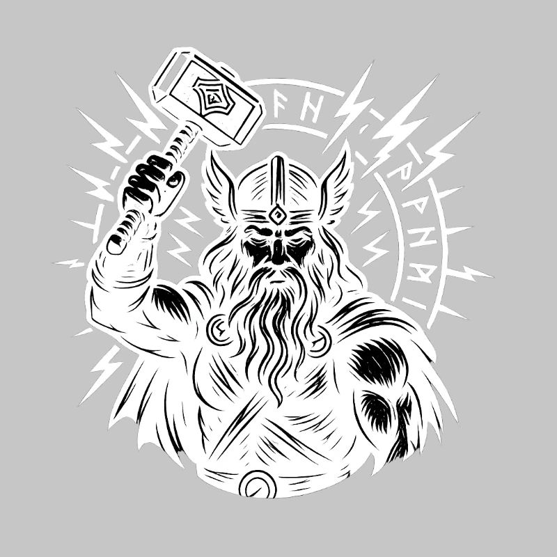 Odin mit Thorhammer Blitz Runenkreis Mjölnir