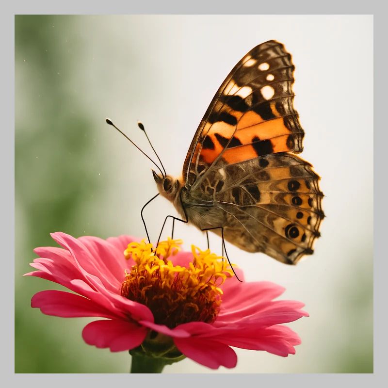 Papillon sur fleur rose