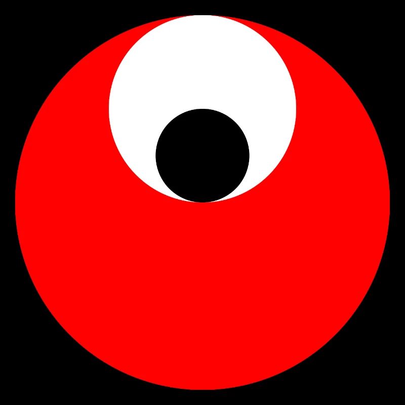 3 circles, red, white and black