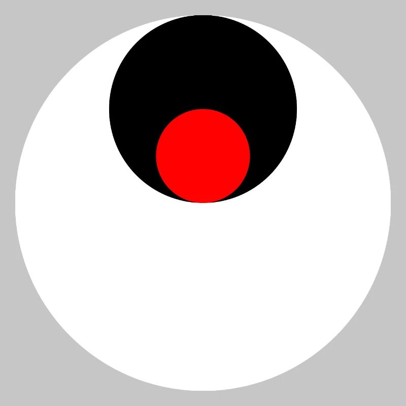 3 circles, white, black and red
