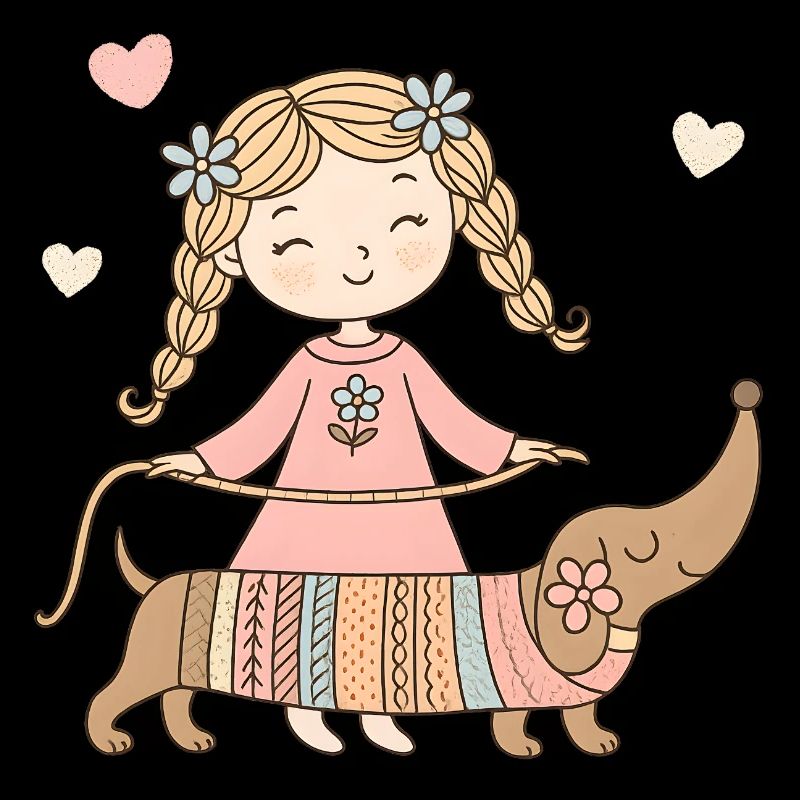 Mädchen mit Dackel – Süßes Kinder Tier Design