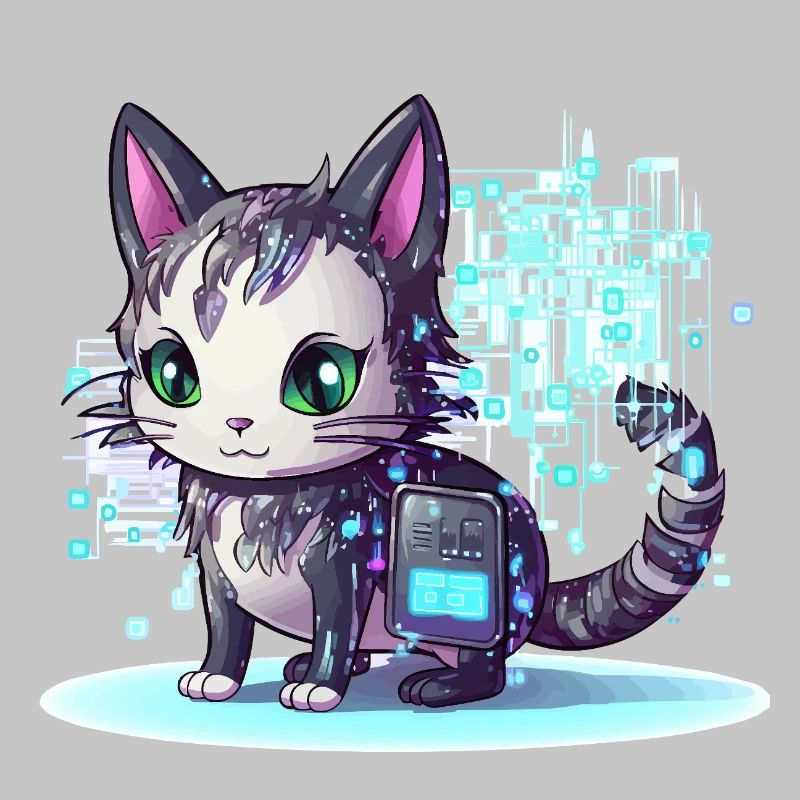 Cybercat Neon Pixel Magic