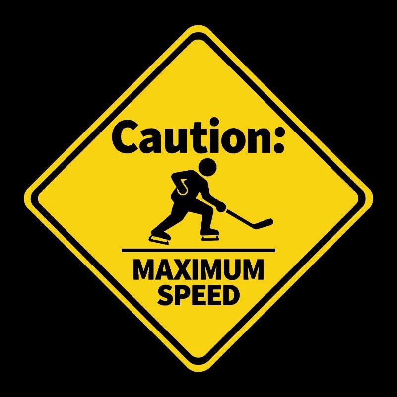 Caution Maximum Speed Eishockey Warnschild